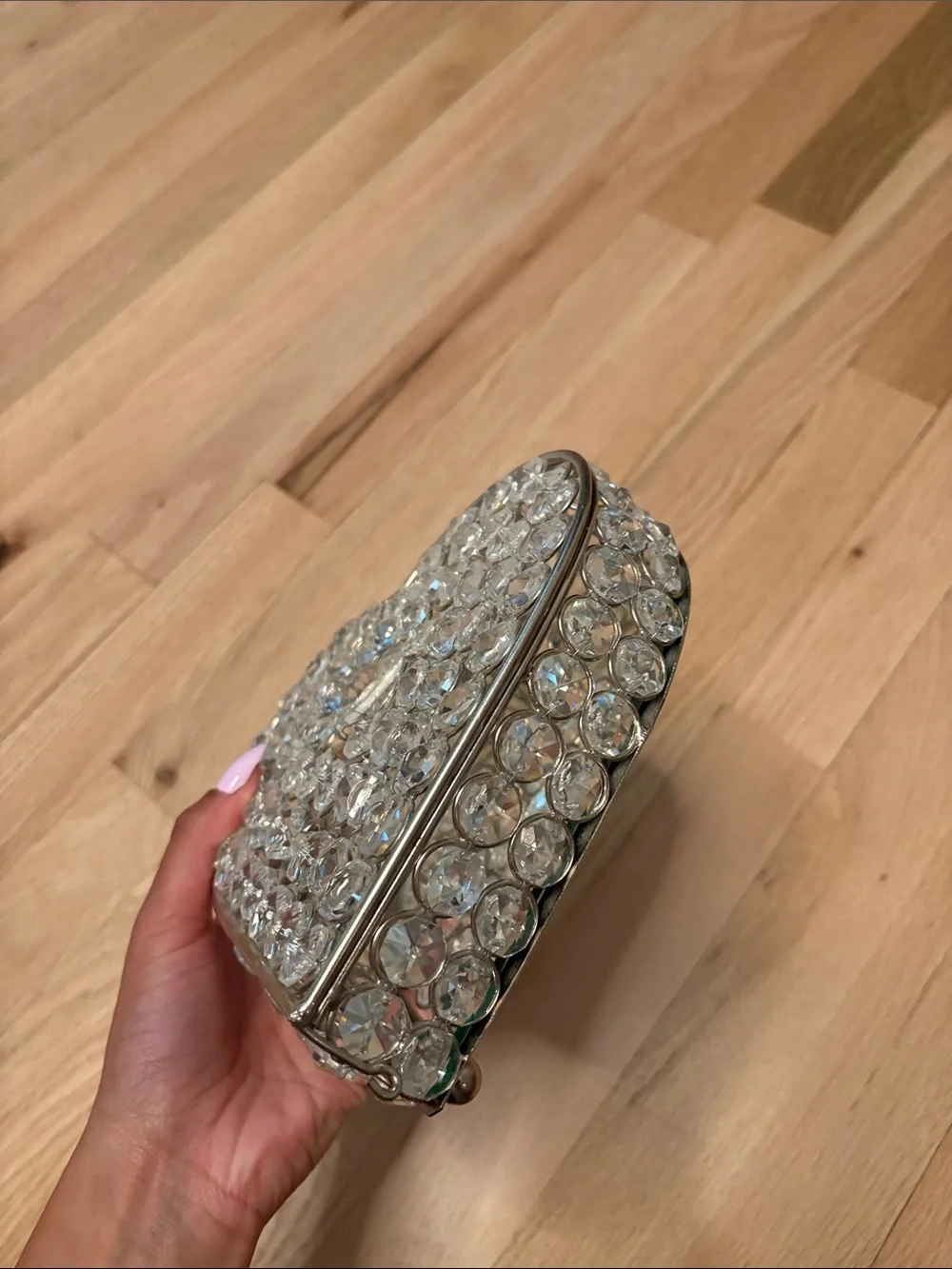 Heart-Shaped Crystal Decorative Jewelry Box - Silver